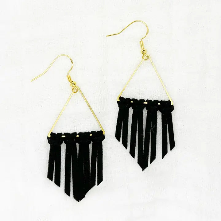 Shopwell Rapha Earrings:   Black Fringe