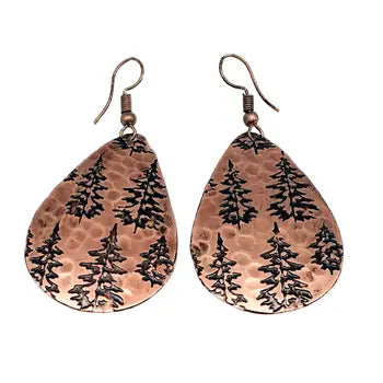 Anju Copper Earrings Pine Trees