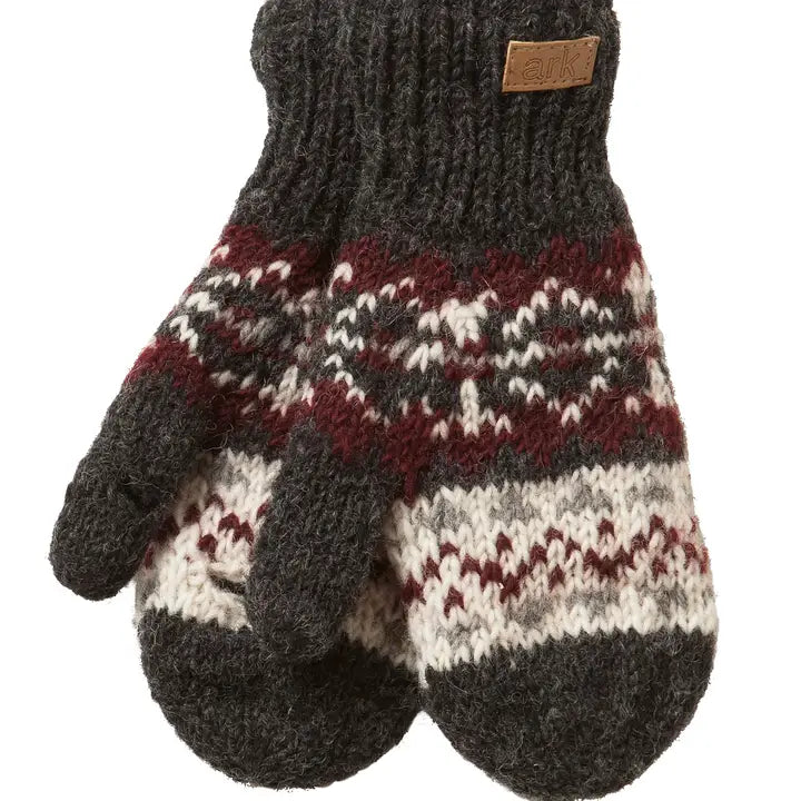 Ark Imports Texting Mittens-charcoal and burgundy