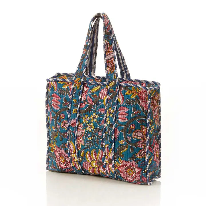 SERRV Bright Flowers Quilted Tote Bag